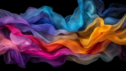 Fototapeta premium Abstract Flowing Fabric in Vibrant Colors Creating a Dreamy and Ethereal Background for Creative Design and Art Projects