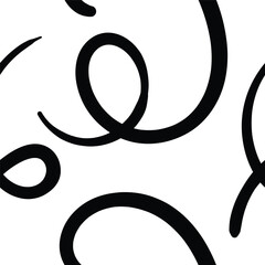 Abstract seamless pattern with black and white lines, circles and zigzags. Vector background with simple shapes for banner,