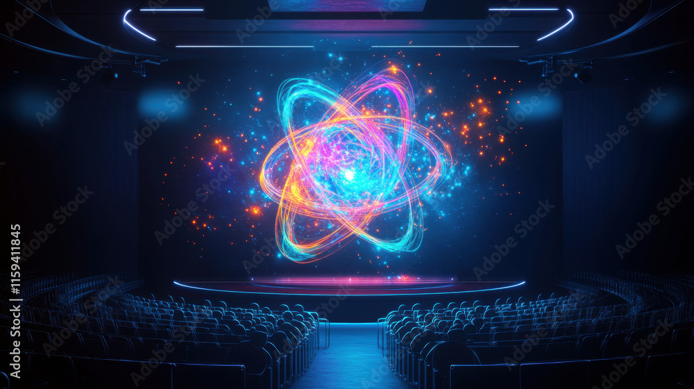 Aufkleber bohr model, visual of a glowing bohr model displayed as a 3d projection, ideal for educational and s
