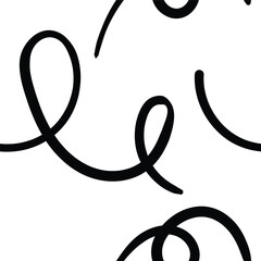 Abstract vector seamless pattern with lines, circles and zigzags. Black and white background with simple elements for decoration