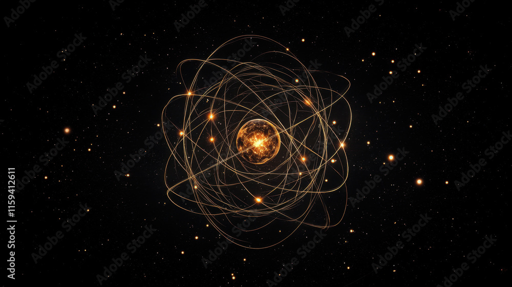 Poster bohr model, high-resolution image of a bohr model demonstrating atomic structure, ideal for educatio