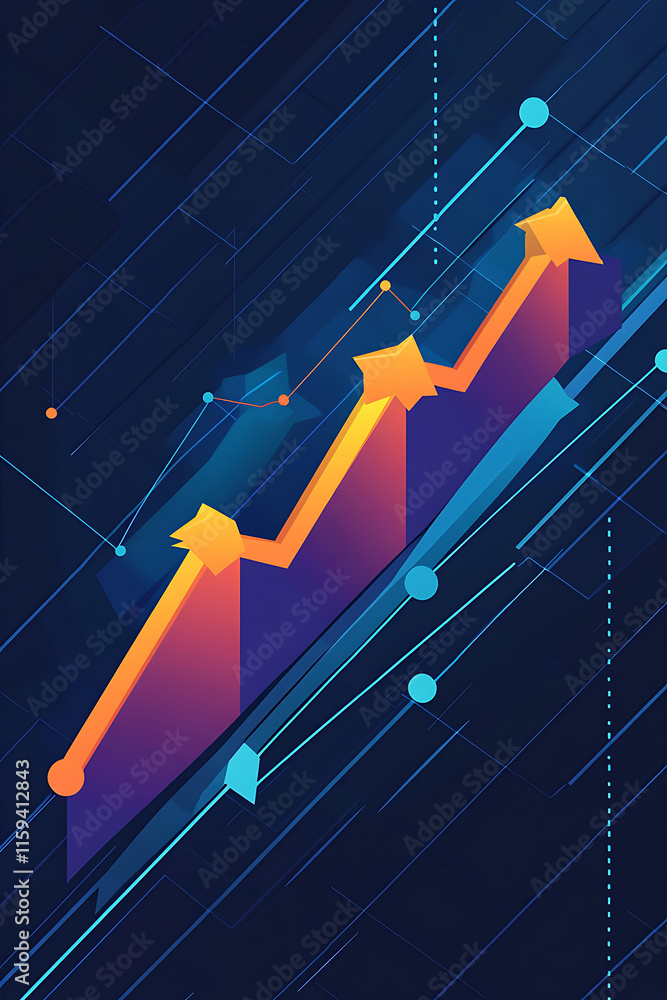 Poster a graphic representation of an upward-trending line graph with data points.
