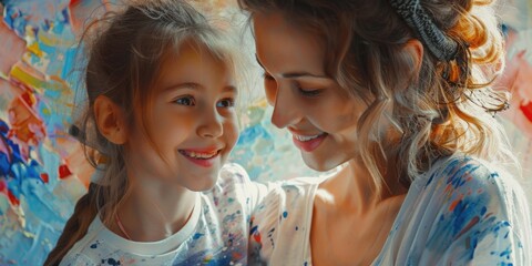 A tender moment between a mother and daughter captured in an artistic portrait.