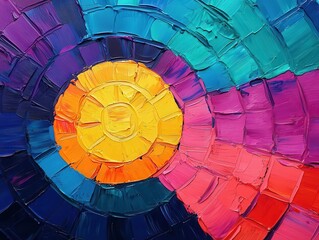 Acrylic painting of a countdown on a Ferris wheel, glowing in vibrant colors as midnight approaches