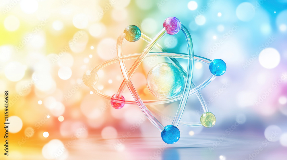 Poster bohr model, a colorful bohr model representation of a nitrogen atom, showcasing its structure and el