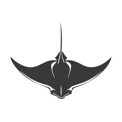 Black silhouette vector illustration of a stingray