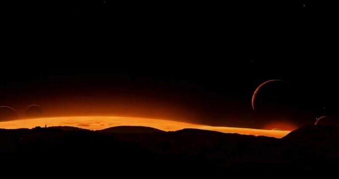 Mars at Dusk with Orange-Pink Sky