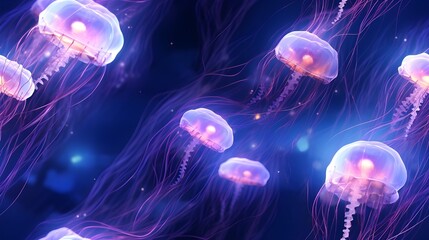 Luminous Jellyfish Deep Ocean Glow