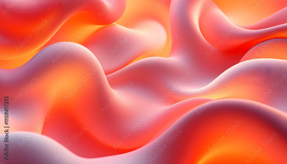 Poster A vibrant abstract background with fluid, wavy lines in orange and pink hues. Ideal for dynamic and energetic designs. A vibrant blend of gradient waves and smooth curves in pink and blue hues.