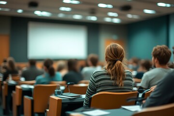 People listening to presentation in lecture hall