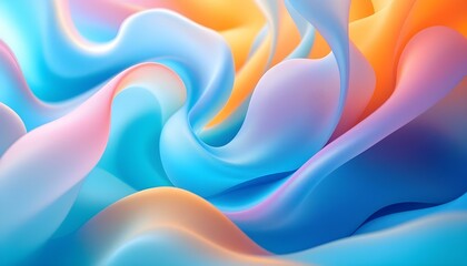Obraz premium Abstract 3d rendering of a modern geometric background. Minimalistic design for poster, branding or banner. An abstract blue, orange, red and pink wavy background. Abstract modern waving background