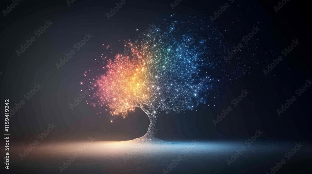 Aufkleber stunning abstract depiction of a colorful tree with vibrant branches symbolizing growth, creativity,