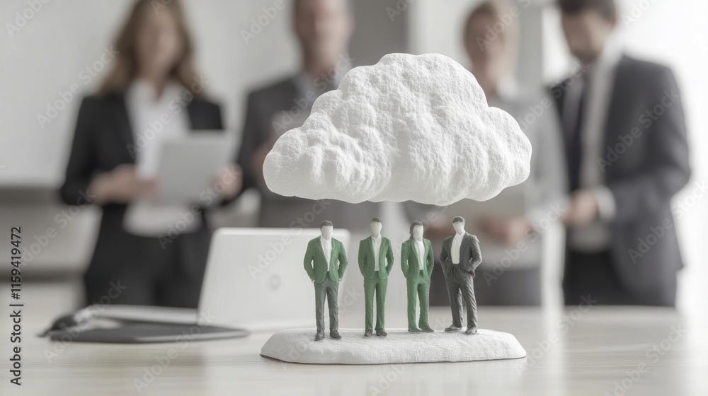 Aufkleber cloud computing and team collaboration: a visual metaphor