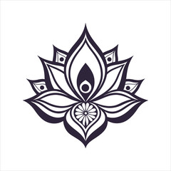 Ornamental Lotus Design Elegant Logo Icon Vector