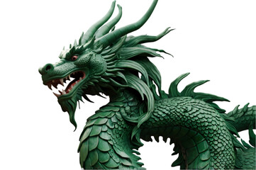 abstract green Chinese dragon isolated on transparent background