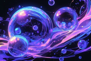 Colorful abstract bubbles with flowing patterns in a vibrant background.