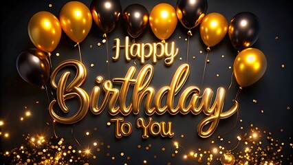Happy birthday background design with realistic bunch of flying balloons.