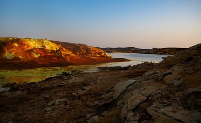 Volcanic activity and Sulphur lake at Dallol in the Ethiopia Danakil depression