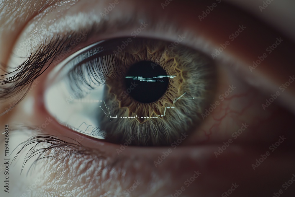 Aufkleber idea of a woman in the future with an eye panel using cyber technology.
