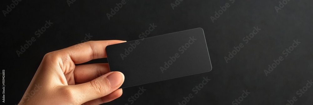 Leinwandbilder sleek black gift card held in hand with empty space for customized text and design. generative ai