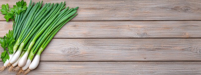 Sweet Garleek against a wooden backdrop. Gourmet cuisine, culinary creativity, sustainable farming, experimentation, fusion idea. Banner.