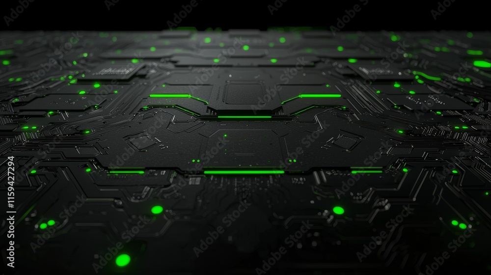 Poster An abstract background with a high-tech theme, composed of particles and metallic plates.