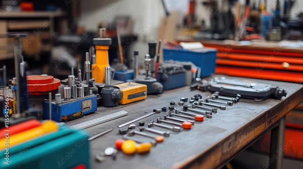 Poster an image of a wellorganized quality control toolkit featuring various gauges rulers and electronic t