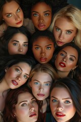 Fototapeta premium Collection of modern, beautiful women showcasing makeup styles