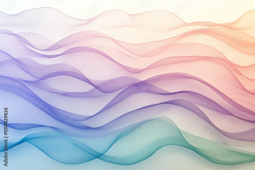 Poster Layers of translucent pastel shapes blending softly into each other