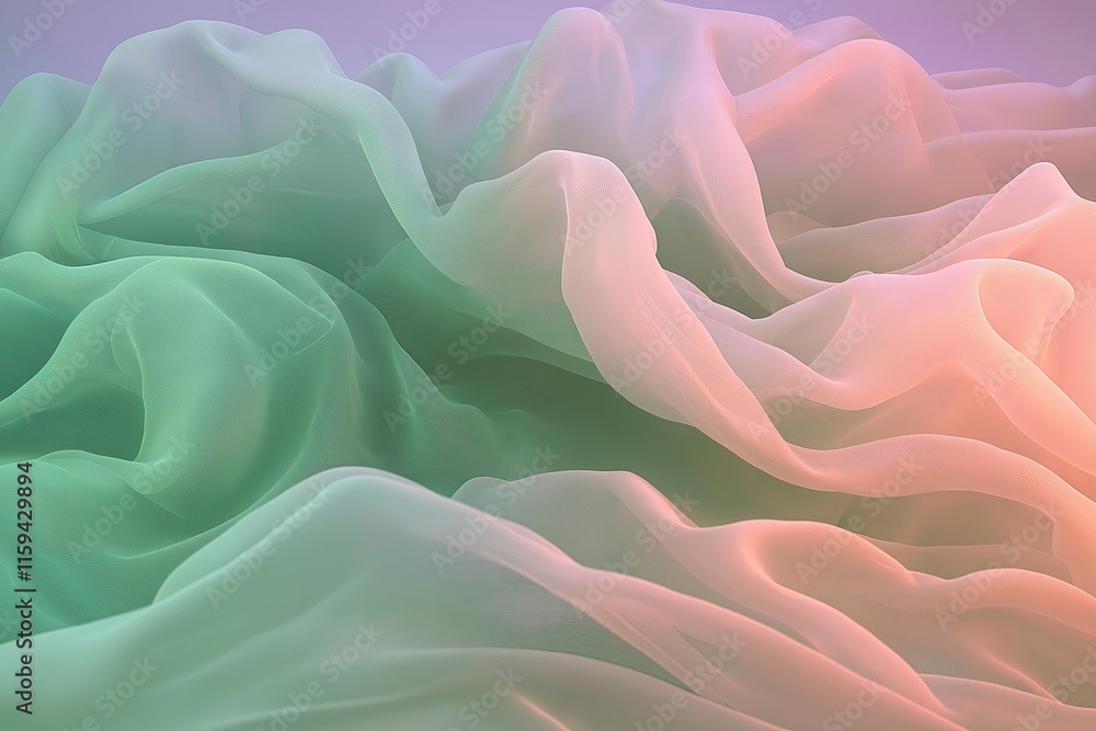Poster Layers of translucent pastel shapes blending softly into each other