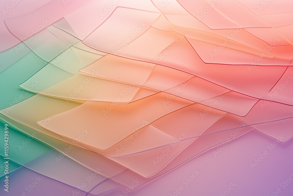 Poster layers of translucent pastel shapes blending softly into each other