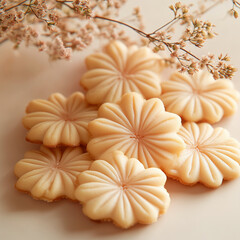 Spritz cookies with a side of hot cocoa, vibrant and joyful presentation, holiday background