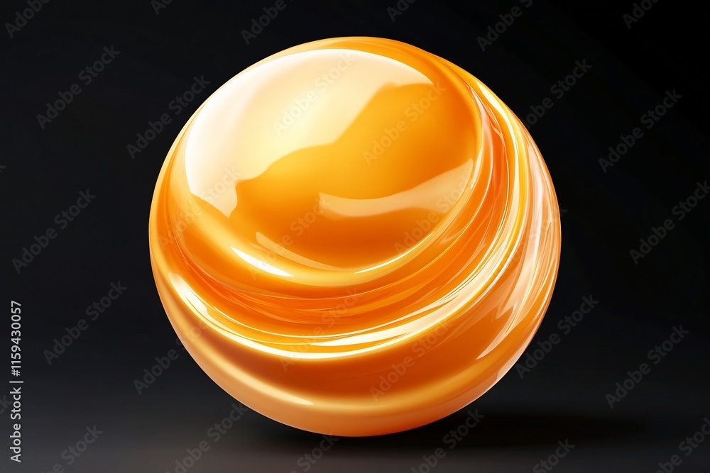 Poster a glossy, orange spherical object with a smooth surface and soft curves.