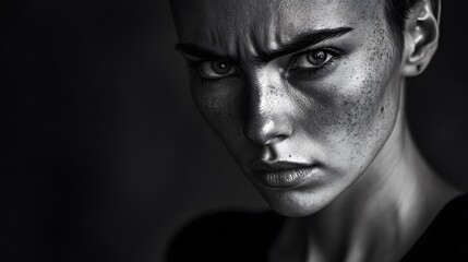 Obraz premium A dramatic black and white portrait of a person