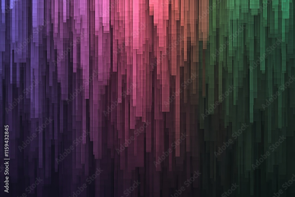 Poster Pixelated shapes gradually blending into smooth gradients