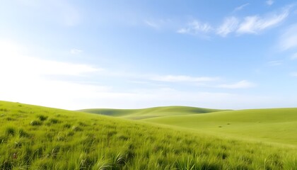 Fototapeta premium green grassland landscape isolated on white or transparent