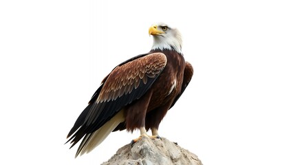 Obraz premium Majestic Bald Eagle Perched on Rock - a Striking Wildlife Portrait