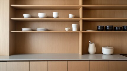 Contemporary minimalist craft area with minimal decor. Featuring clean lines and an organized layout