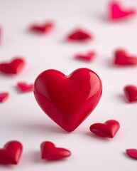 Red Heart: A Romantic Scatter of Shiny Hearts