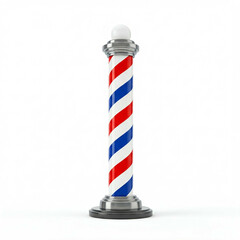 traditional barbershop pole red white blue isolated on white background 3d rendering