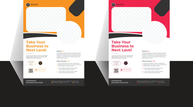 Business Flyer with wavy shape in orange and red variant . modern business flyer template, abstract business flyer and creative design.