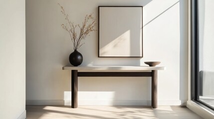 Contemporary minimalist entryway with minimal decor. Featuring clean lines and a welcoming design