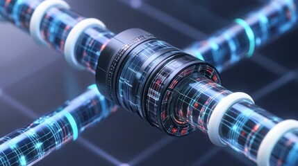 Futuristic Data Stream: Digital Pipeline Network