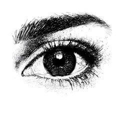 Obraz premium Close-up monochrome sketch of a human eye.