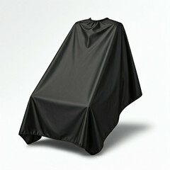 black barber cape mockup isolated on white background