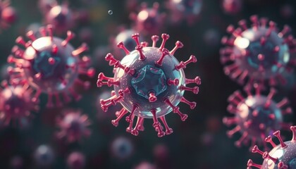 virus bacteri and corona virus 3d rendering