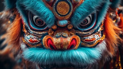 Fototapeta premium Ornate Lion Dance Mask Detailed Close Up