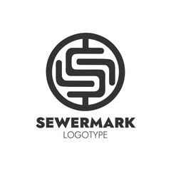 A modern and stylish logo design featuring an abstract monogram within a circular shape, representing the brand SewerMark Logotype