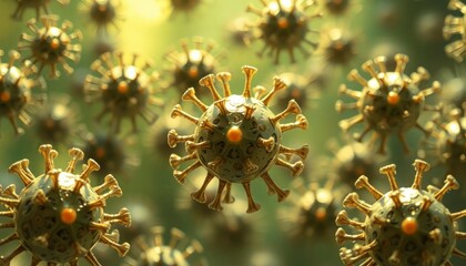 virus bacteri and corona virus 3d rendering