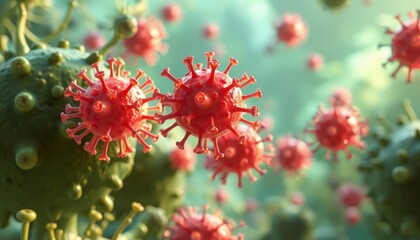 virus bacteri and corona virus 3d rendering